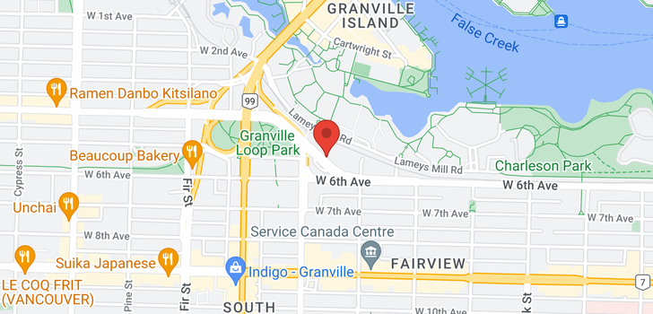 map of 110 1355 W 4TH AVENUE